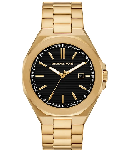 Michael Kors Men's Callum Three-Hand Date Gold-Tone Stainless Steel Watch 44mm