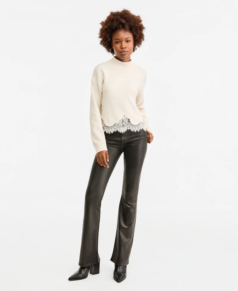 Guess Women's Hayden Mock Neck Long Sleeve Lace Sweater
