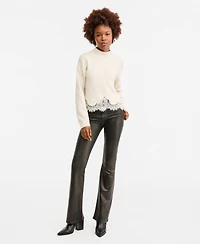 Guess Women's Hayden Mock Neck Long Sleeve Lace Sweater
