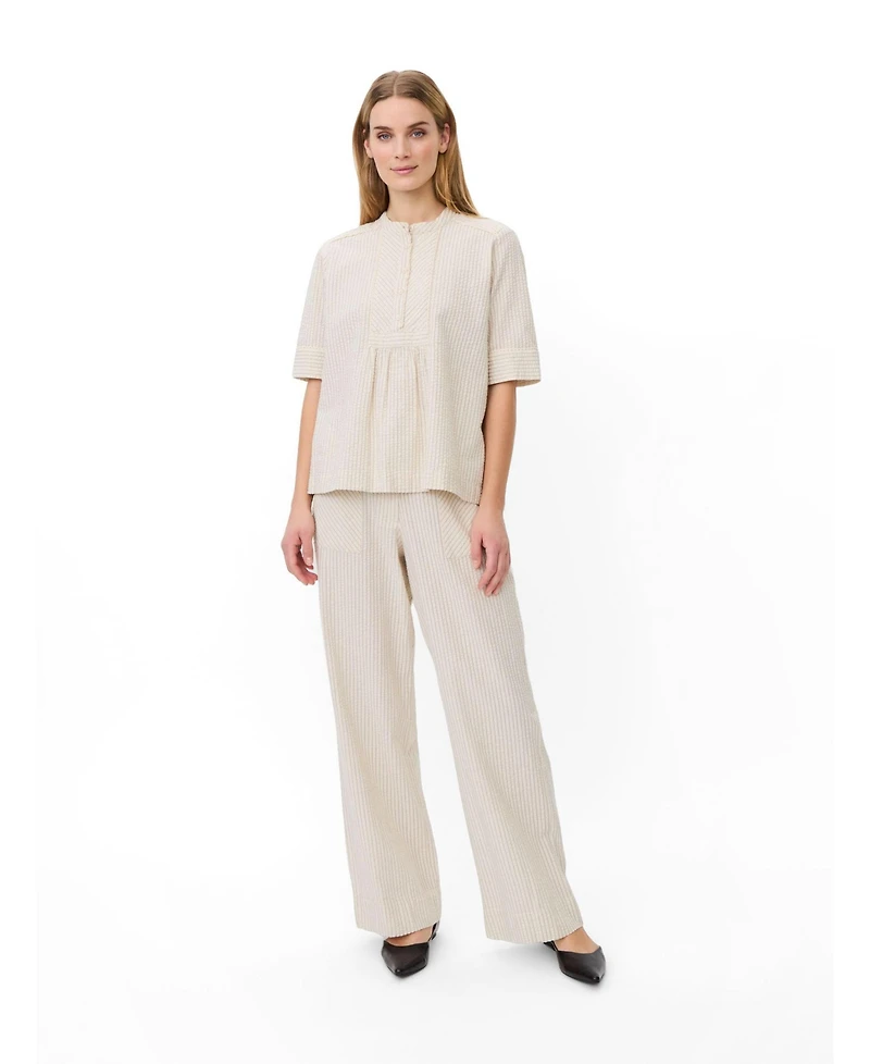 Masai Copenhagen Women's Mapippie Linen-Blend Pinstripe Wide-Leg Trousers