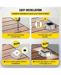 Vevor 24Pcs Waterproof Solar Led Powered Road Step Light Dock Lights W/ Installing Screws