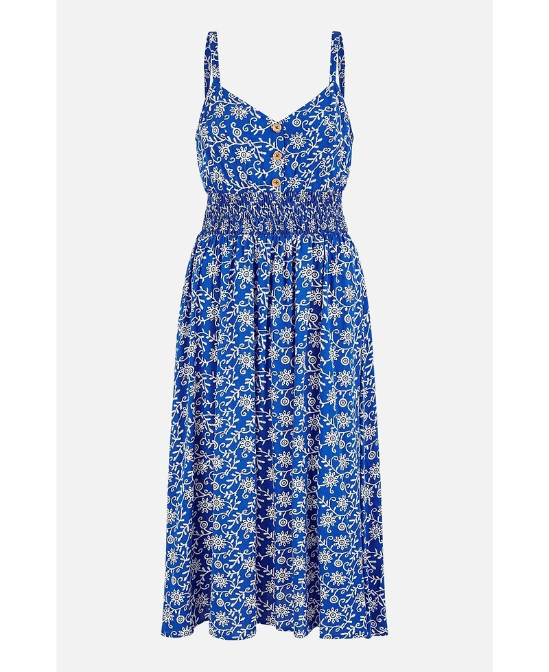 Yumi Women's Printed Sweetheart Neckline Midi Dress