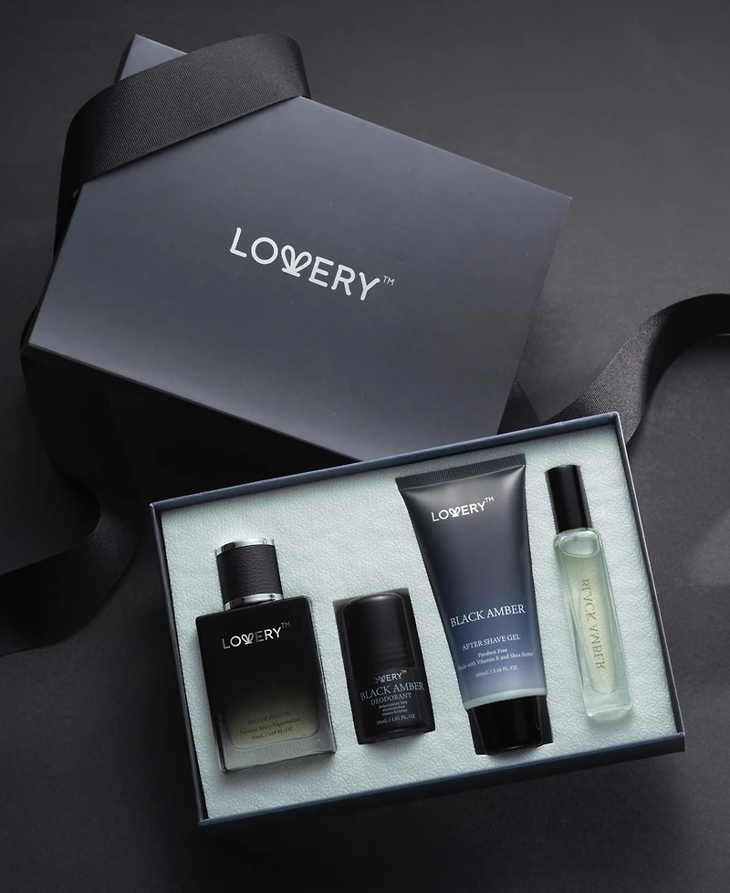 Lovery Men's 5-Pices. Black Amber Eau de Parfum Gift Set