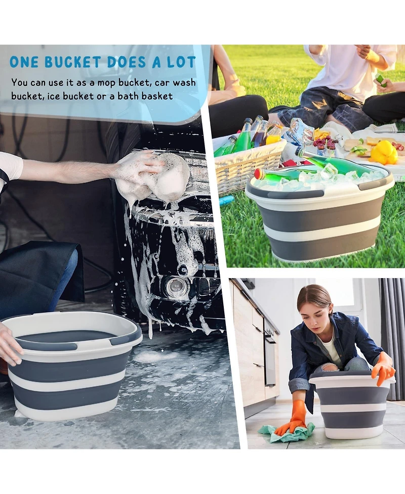 Piscifun 10L Collapsible Plastic Bucket with Dual Handles for Camping Car Washing Cleaning