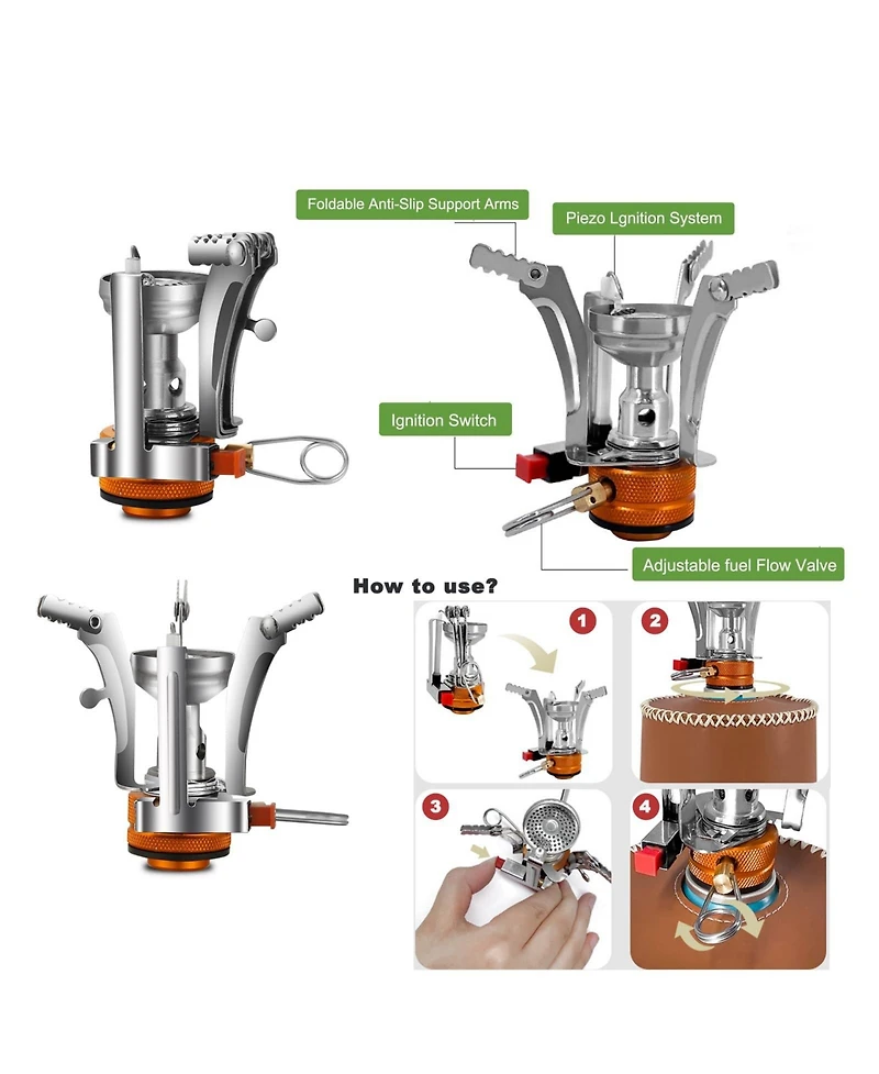Piscifun Stainless Steel Camping Cookware Mess Kit With Mini Stove For Hiking Picnic