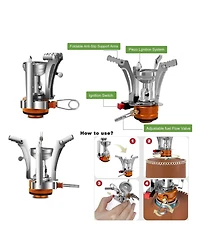 Piscifun Stainless Steel Camping Cookware Mess Kit With Mini Stove For Hiking Picnic