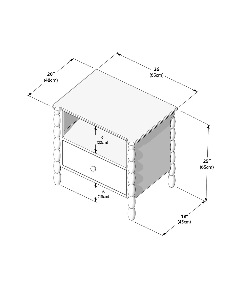 Plank+Beam Jenny Lind Cubby Nightstand with 1 Drawer and Electrical Outlet, Blonde