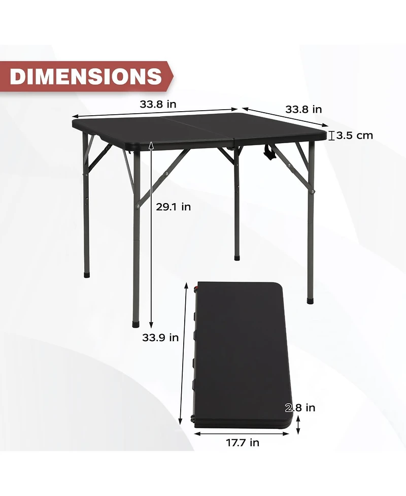 Aofar 34" Folding Table Plastic Card Portable Square Party Bbq Camping