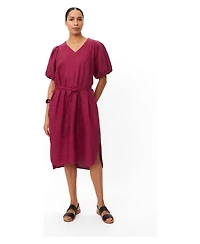 Masai Copenhagen Women's Manalirae Linen V-Neck Puff Sleeve Midi Dress