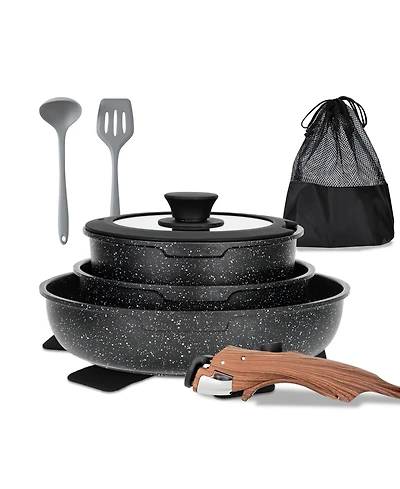 Piscifun 10 Piece Non Stick Detachable Handle Stackable Cookware Set For Rv Camping