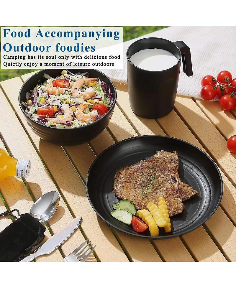 Piscifun Camping Mess Kit Stainless Steel Cutlery Set Cup Bowl Plate For Travel Picnic Outdoor