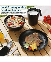 Piscifun Camping Mess Kit Stainless Steel Cutlery Set Cup Bowl Plate For Travel Picnic Outdoor