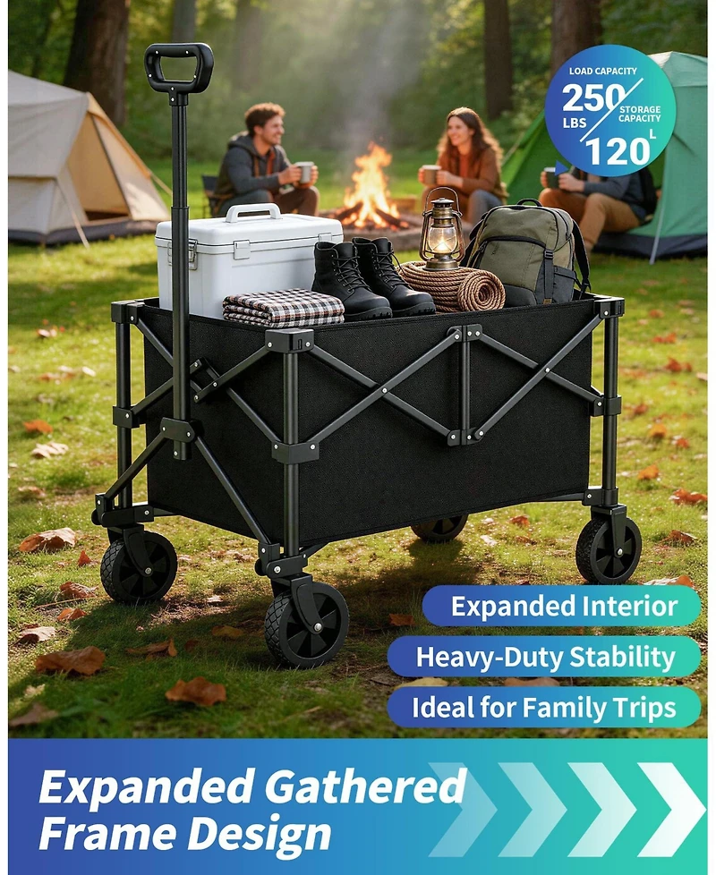 Gnuadz Collapsible Wagon With Wheels Foldable Dog Cart Utility Shopping Cart camping
