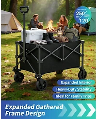 Gnuadz Collapsible Wagon With Wheels Foldable Dog Cart Utility Shopping Cart camping