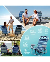 Aofar 2pack Beach Chairs Heavy Duty Lay Flat Folding Cooler Pouch