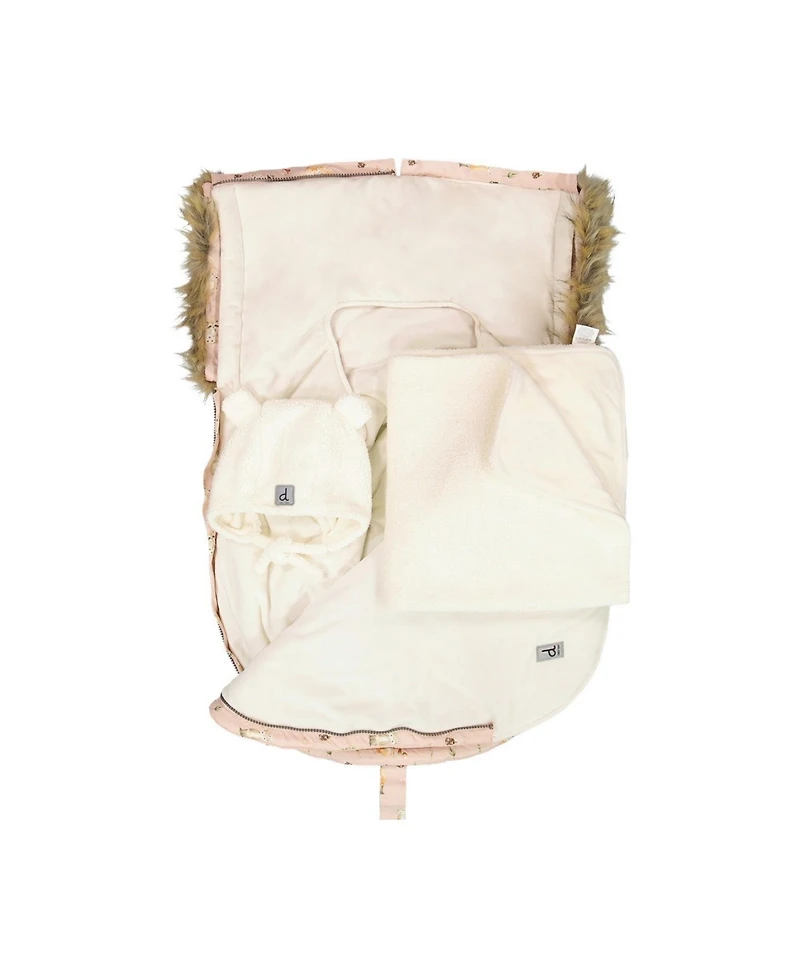 Deux par Deux Baby Girl Bunting Bag for Car Seats and Strollers Pink Animal Print