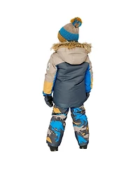 Deux par Deux Big Boys 6-16 Two Piece Play Snowsuit Colorblock with Dinosaur Print Pants