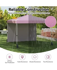 Sugift 10x 10 feet Pop Up Canopy Tent with One Sidewall and Wheeled Bag
