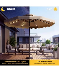 Sugift 10 Feet Solar Led Patio Umbrella for Deck and Pool with 24 Lights and Push Tilt