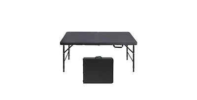 homfan 4FT Folding Table – Adjustable Height, Waterproof, Easy Clean, Portable Plastic with Handle, Fold-in-Half Design, Steel Frame, 300LBS Capacity