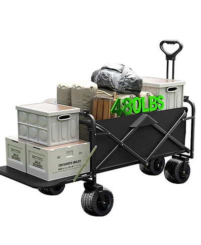 Gnuadz Collapsible Wagon Cart Foldable Tailgate Heavy Duty Beach Wheels
