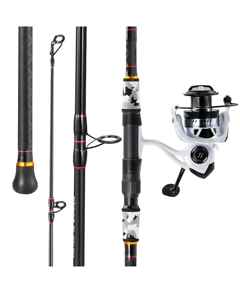 Aofar 11feet Surf Fishing Rod Reel Combo 4-Piece Spinning With 5000 Size Reel - Black
