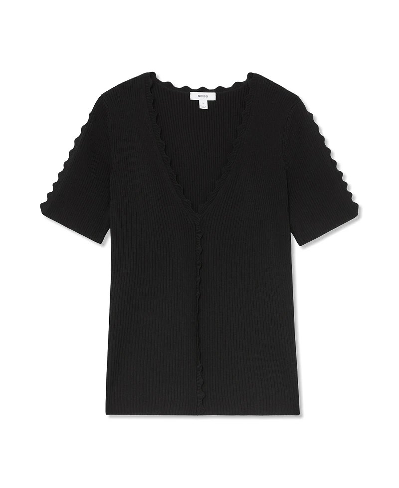 Reiss Women's Marcy Scallop-Trim Rib-Knit Sweater