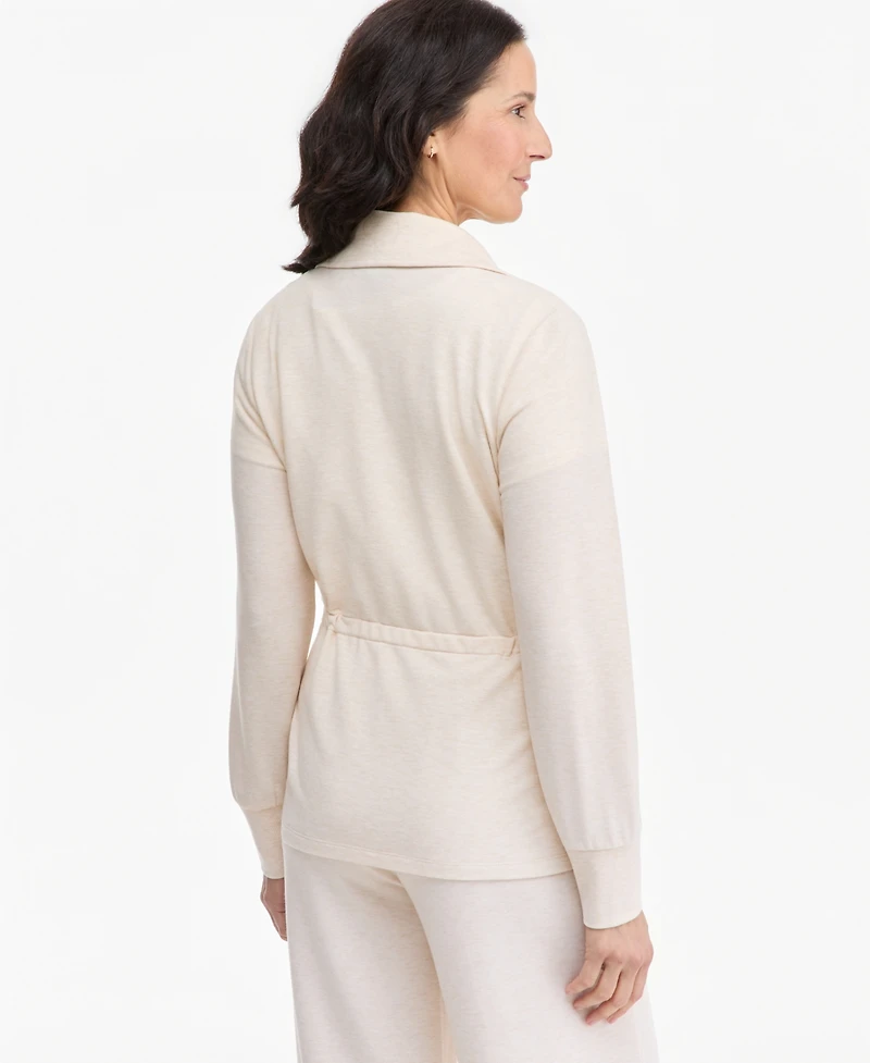 Style & Co Petite LuxLounge Long-Sleeve Collared Tunic, Macy's Exclusive
