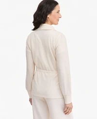 Style & Co Petite LuxLounge Long-Sleeve Collared Tunic, Macy's Exclusive