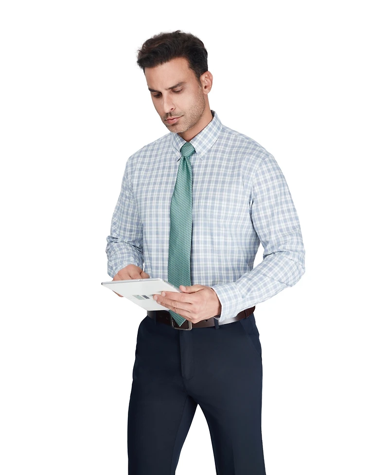Club Room Men's Regular-Fit Plaid Pattern Dress Shirt