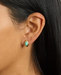 Macy's Gold-Plated 13mm Howlite Turquoise, Simulated Moonstone Huggie Hoop Earrings