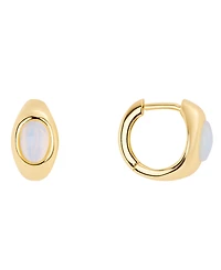 Macy's Gold-Plated Howlite Turquoise Simulated Moonstone Huggie Hoop Earrings