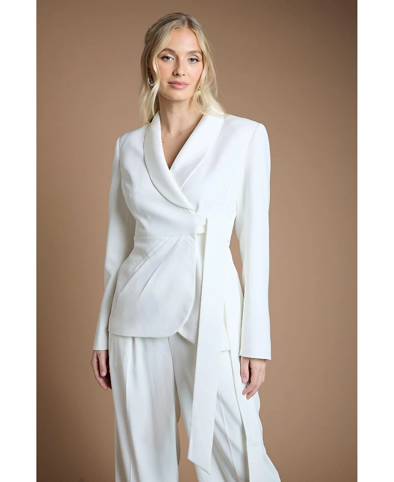 Coast Women's Bridal Satin Wrap-Front Blazer