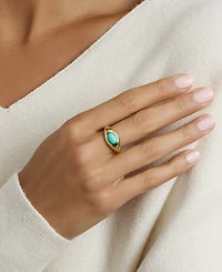 Macy's Gold-Plated Howlite Turquoise, Simulated Moonstone Oval Dome Ring