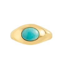 Macy's Gold-Plated Howlite Turquoise, Simulated Moonstone Oval Dome Ring