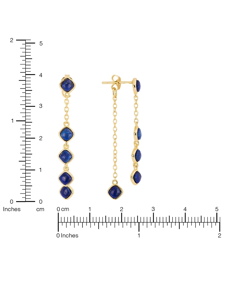 Macy's Gold-Plated Genuine Lapis Howlite Turquoise Front and Back Drop Earrings