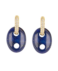 Macy's Gold-Plated Turquoise Lapis Mariner Cubic Zirconia Huggie Hoop Earrings