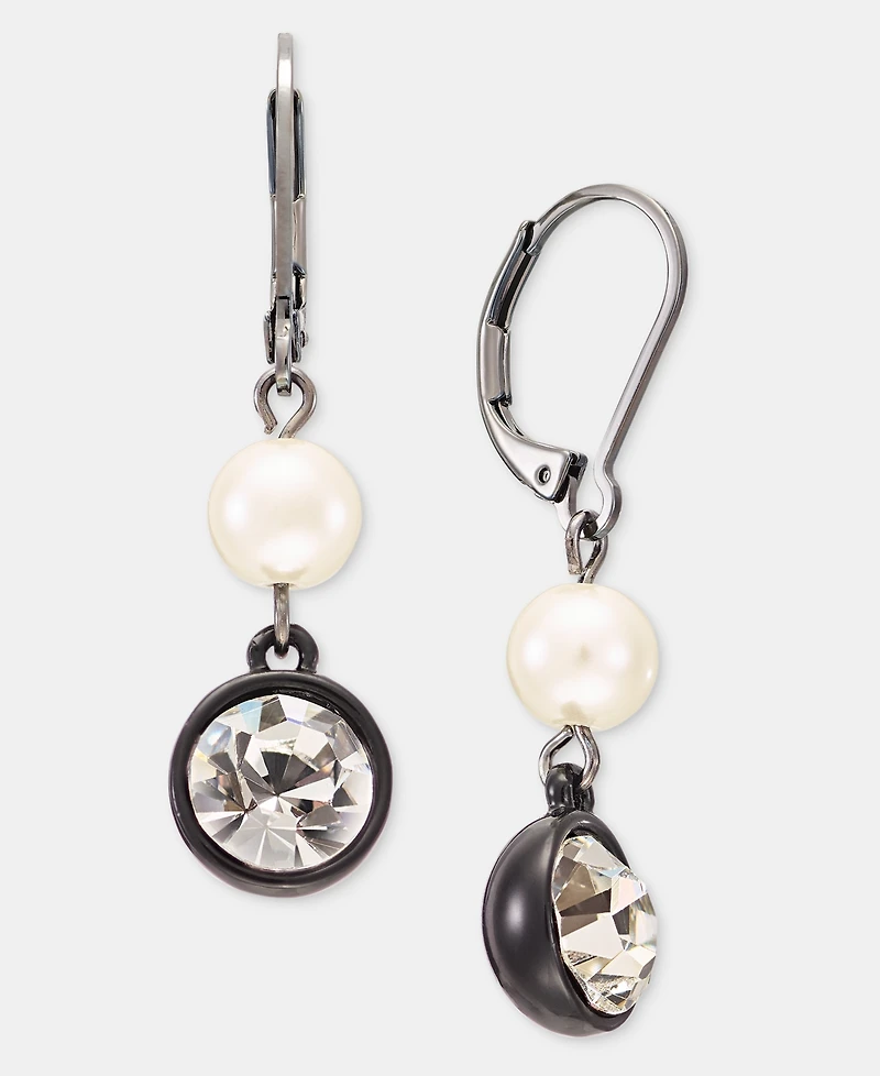 Karl Lagerfeld Paris Crystal & Imitation Pearl Double Drop Earrings
