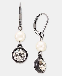 Karl Lagerfeld Paris Crystal & Imitation Pearl Double Drop Earrings