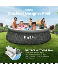 Funsicle 10' x 30" QuickSet Ring Top Above Ground Swimming Pool Dark Herringbone