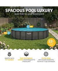 Funsicle 22' x 52" Oasis Designer Round Above Ground Pool, Dark Herringbone