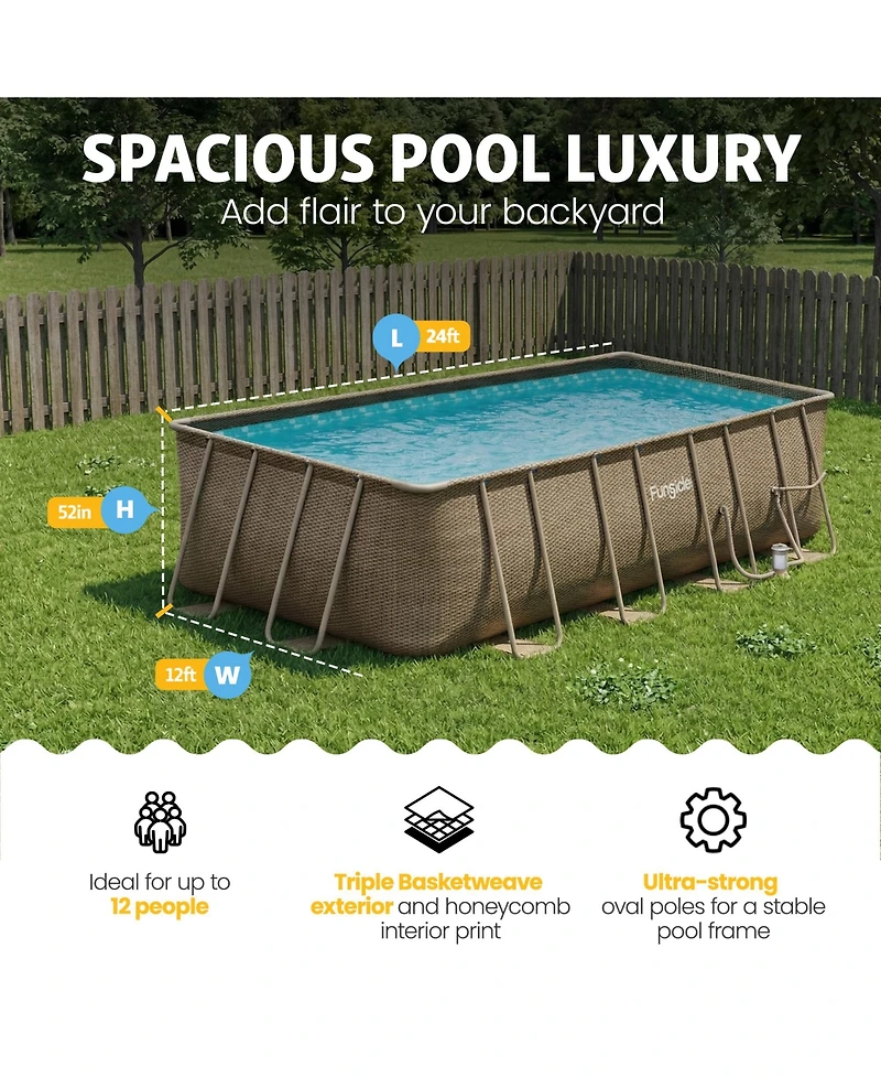 Funsicle 18 Feet Oasis Designer Lap Above Ground Pool with Pump, Triple Basketweave
