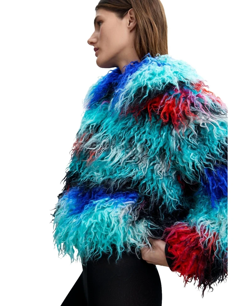 Desigual Women's Long Hair Coat Lacroix