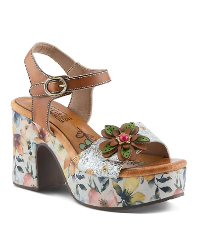 L'Artiste Women's Felis Platform Sandal with Hand-Painted Vamp