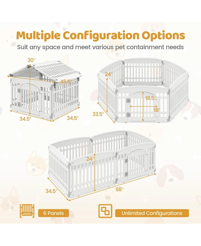 Ruie 6 Panel Foldable Plastic Dog Playpen 24 Inch Indoor Outdoor Pet Fence
