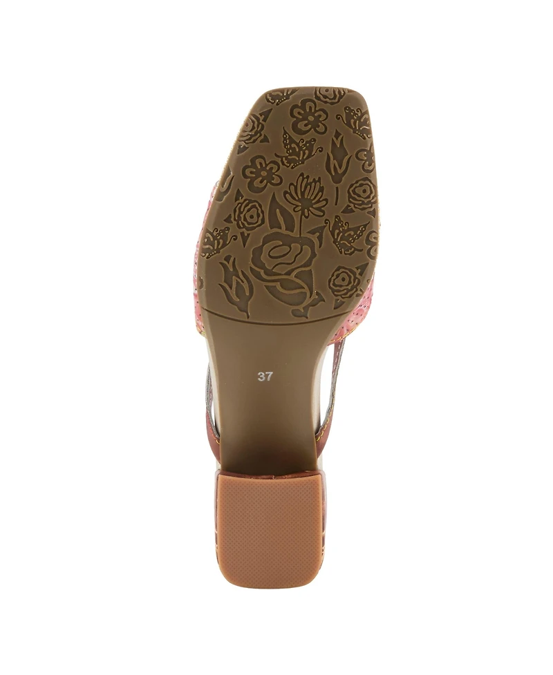 L'Artiste Women's Europa Strappy Sandal with Floral Vamp