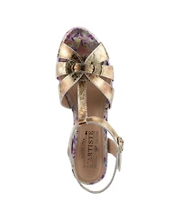 L'Artiste Women's Spring Step Twinkletoz Ankle Strap with Floral Embroidery