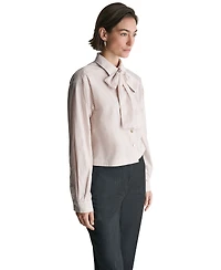Bcbg Women's Cotton Collared Tie-Neck Blouse
