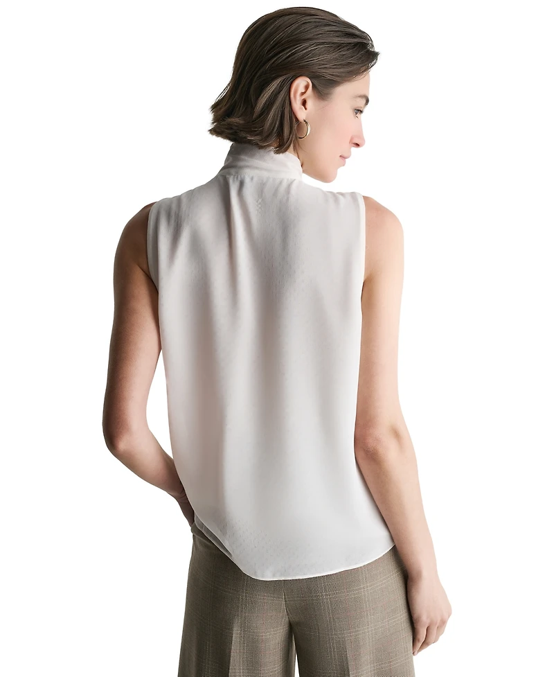 Bcbg Women's Tie Neck Sleeveless Blouse
