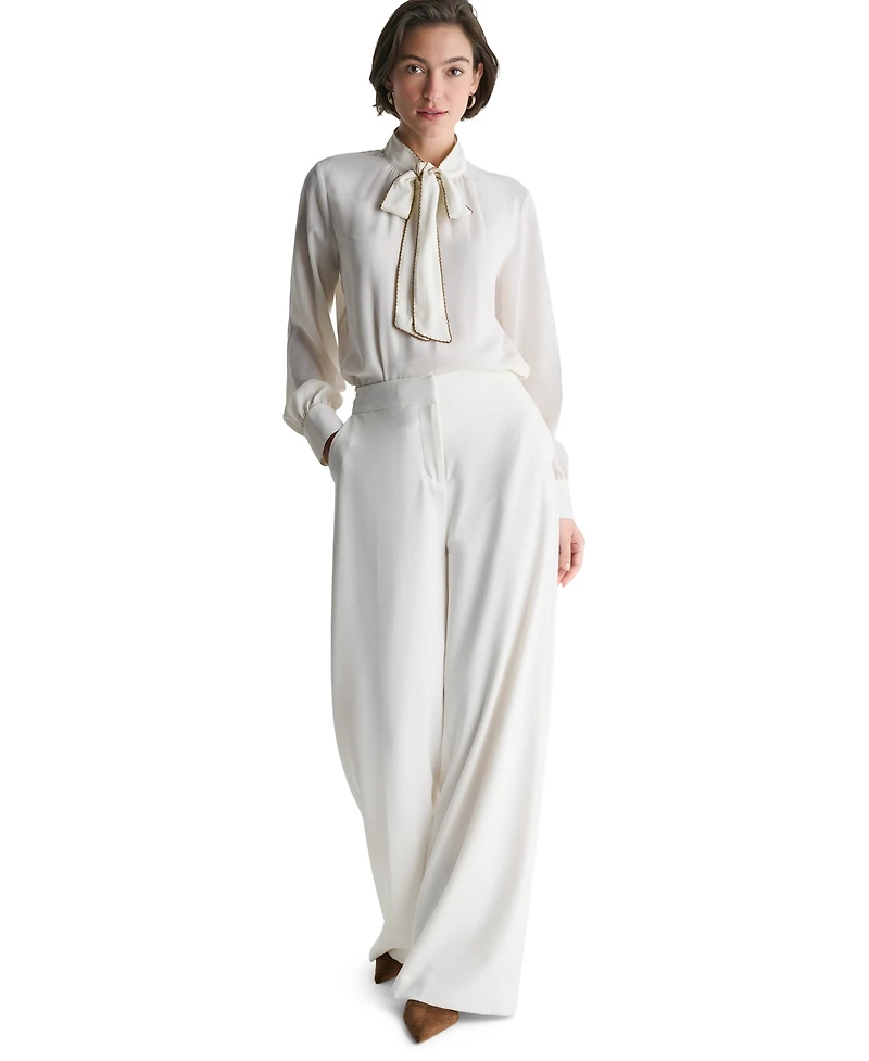 Bcbg Women's High-Rise Wide-Leg Full-Length Pants